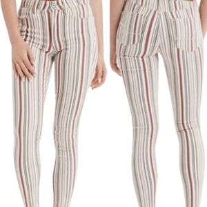 American Eagle Next Level Stretch Pink and Green Striped Jeans